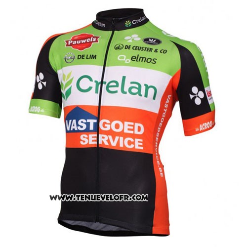 2016 Maillot Ciclismo Crelan AA Rouge et Vert Manches Courtes et Cuissard